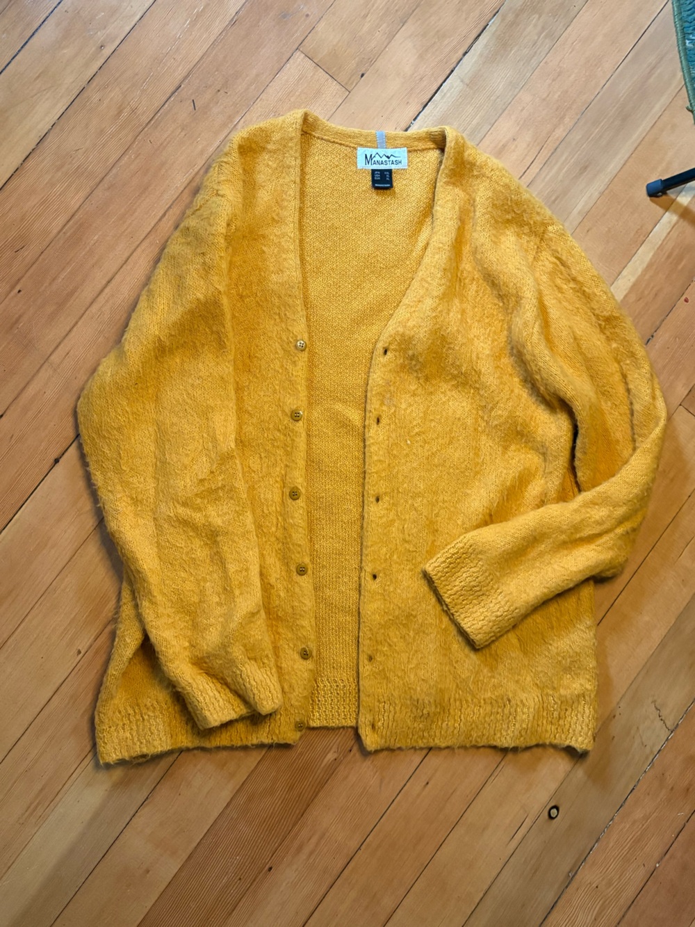 Wool Cashmere Blend Manatash Mustard Yellow Cardigan
